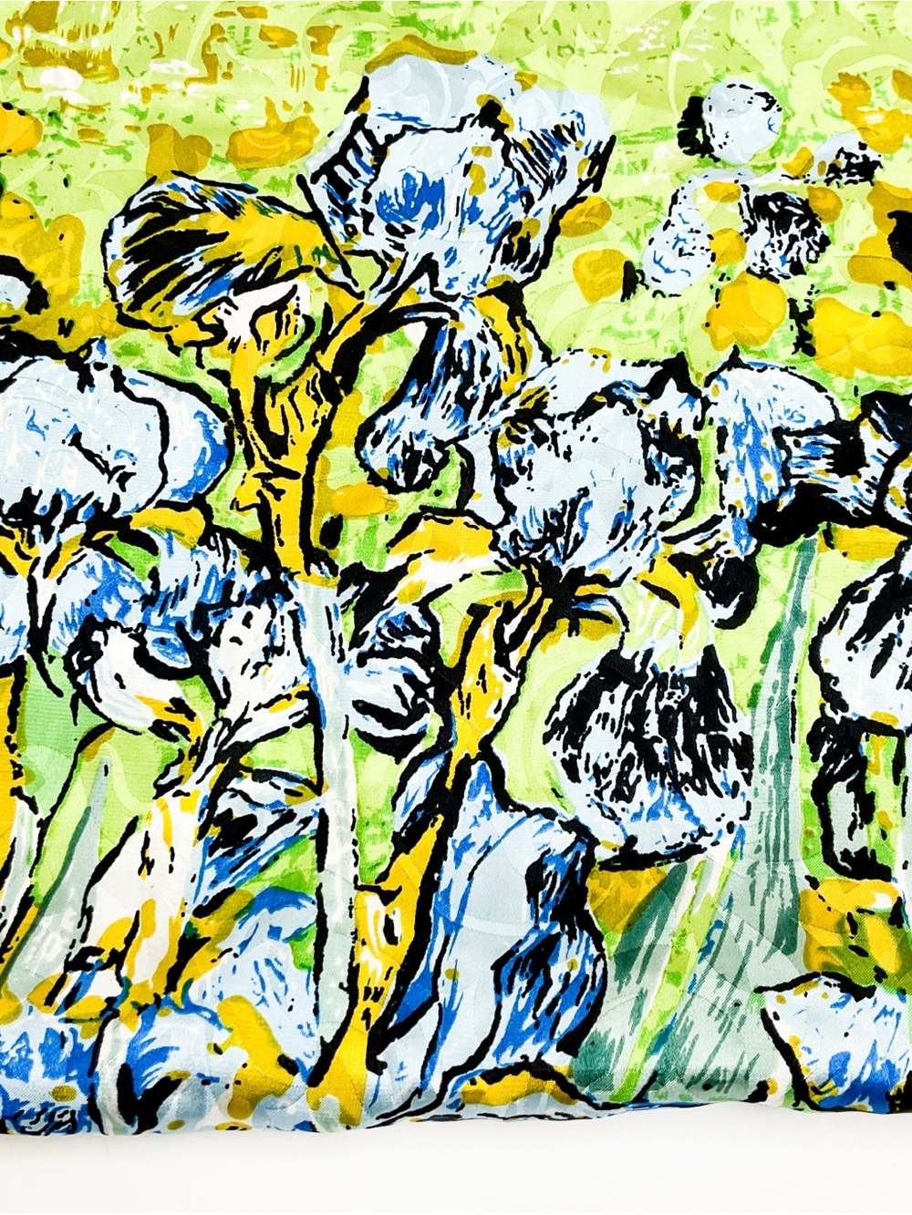 100% Silk Iris Watercolor Monet Square Scarf